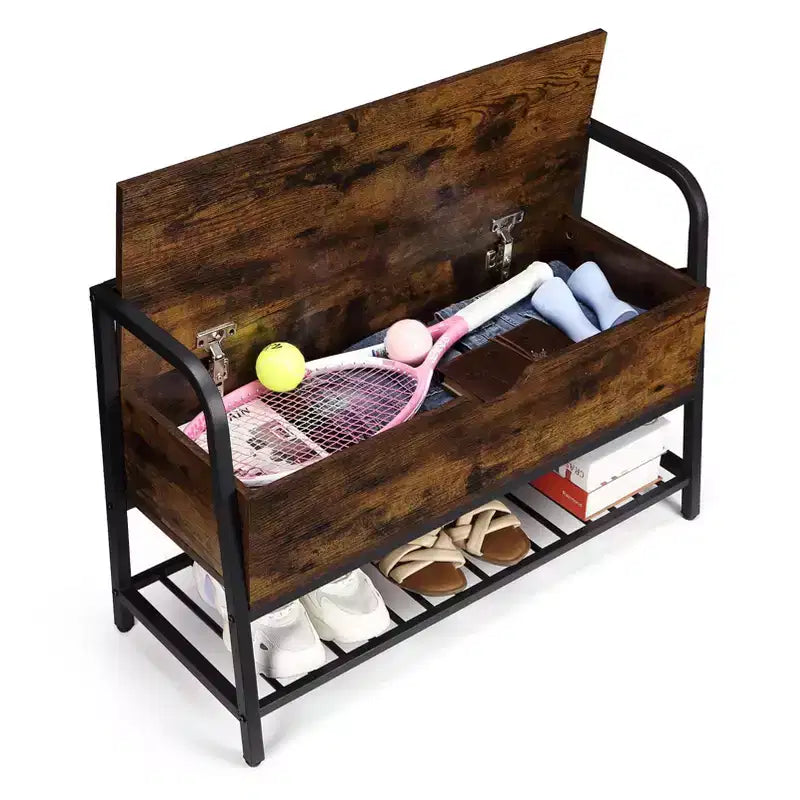 Acekool 47 White Shoe Bench with Sliding Doors & Cushion, Farmhouse Entryway Storage Bench with Hidden Compartment and Adjustable Shelves