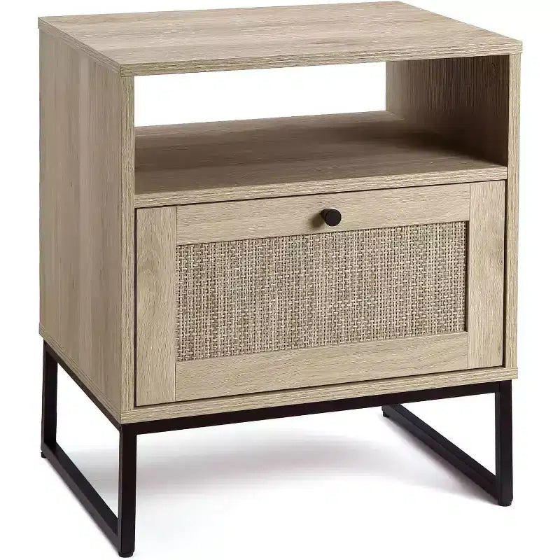 Acekool Set of 2 End Tables with Charging Station, Side Tables with USB Ports & Outlets, Small Storage Shelves for Living Room & Bedroom