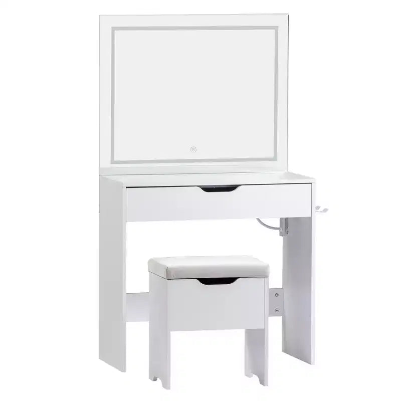 Coiffeuse avec miroir lumineux LED et prise de courant
