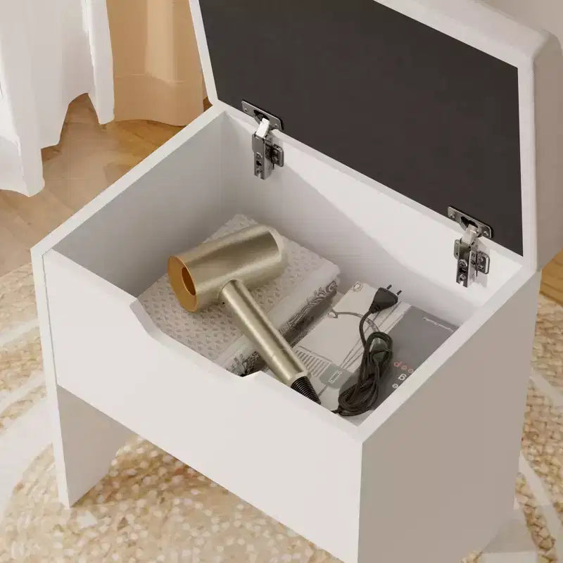 Coiffeuse avec miroir lumineux LED et prise de courant, table de maquillage