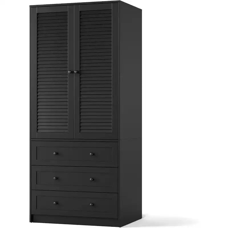 Armoire Penderie Placard Armoire en Bois avec 3 Tiroirs