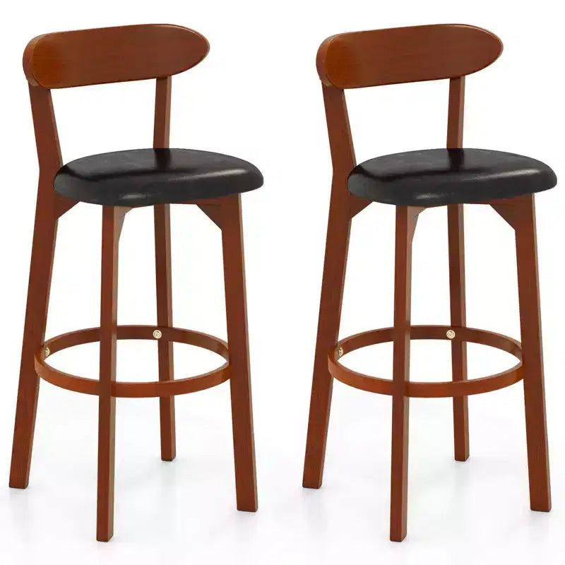 Costway 30.5 Bar Stool Set of 2/4 with Curved Backrest &amp; Footrest Counter Height Stools