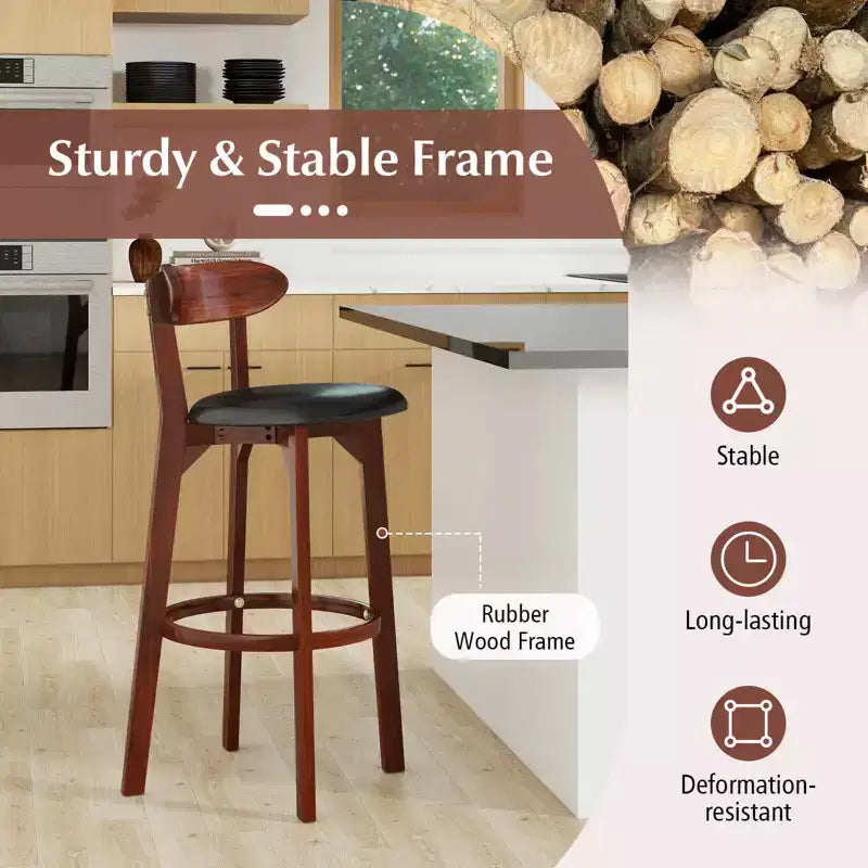 Tabouret de bar avec dossier incurvé, repose-pieds, tabourets hauteur comptoir