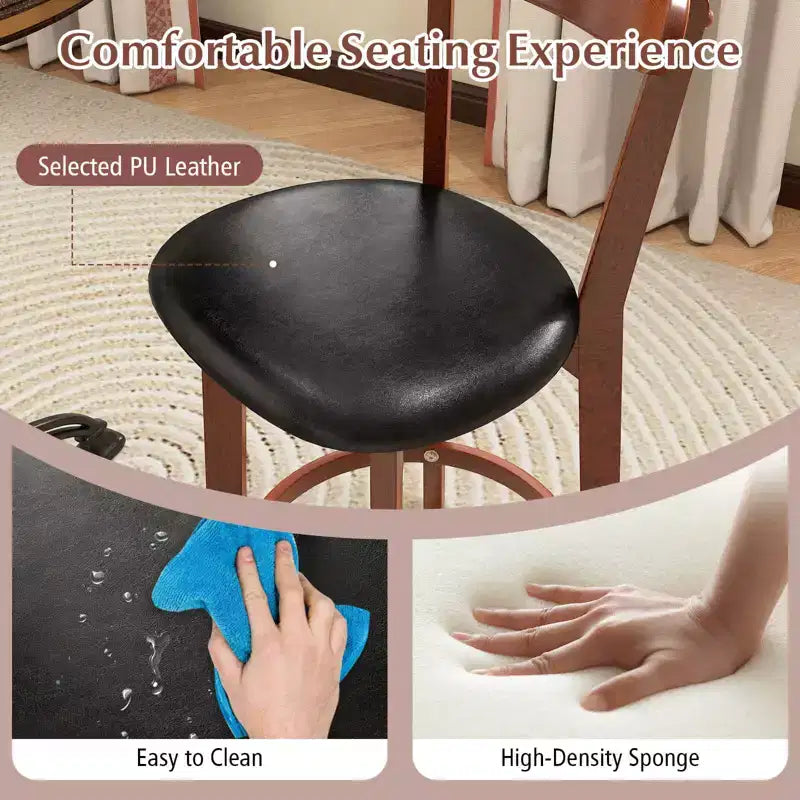 Tabouret de bar avec dossier incurvé, repose-pieds, tabourets hauteur comptoir