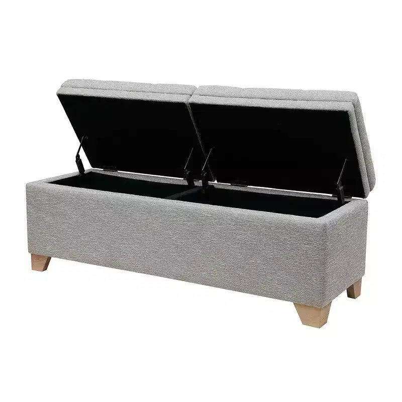 Banc Ottoman Moderne Matelassé avec Boutons, Dessus Relevable et 2 Espaces de Rangement Fermés