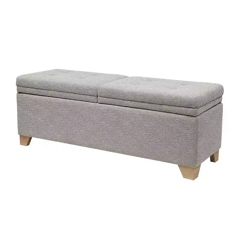 Banc Ottoman Moderne Matelassé avec Boutons, Dessus Relevable et 2 Espaces de Rangement Fermés