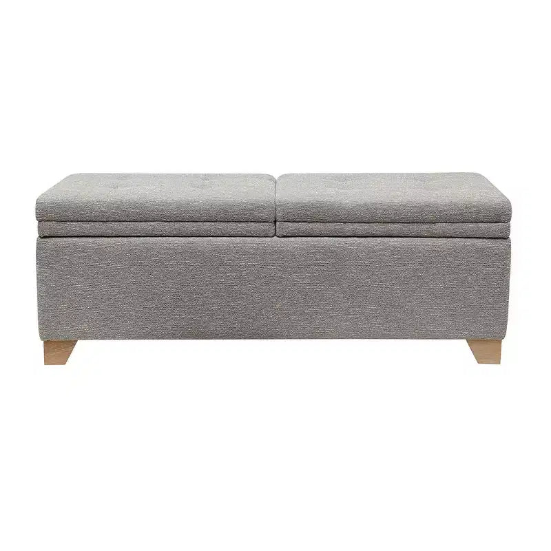 Banc Ottoman Moderne Matelassé avec Boutons, Dessus Relevable et 2 Espaces de Rangement Fermés