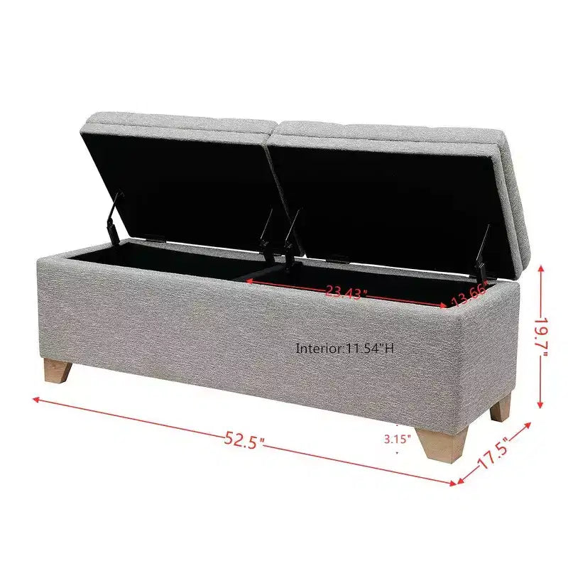 Banc Ottoman Moderne Matelassé avec Boutons, Dessus Relevable et 2 Espaces de Rangement Fermés