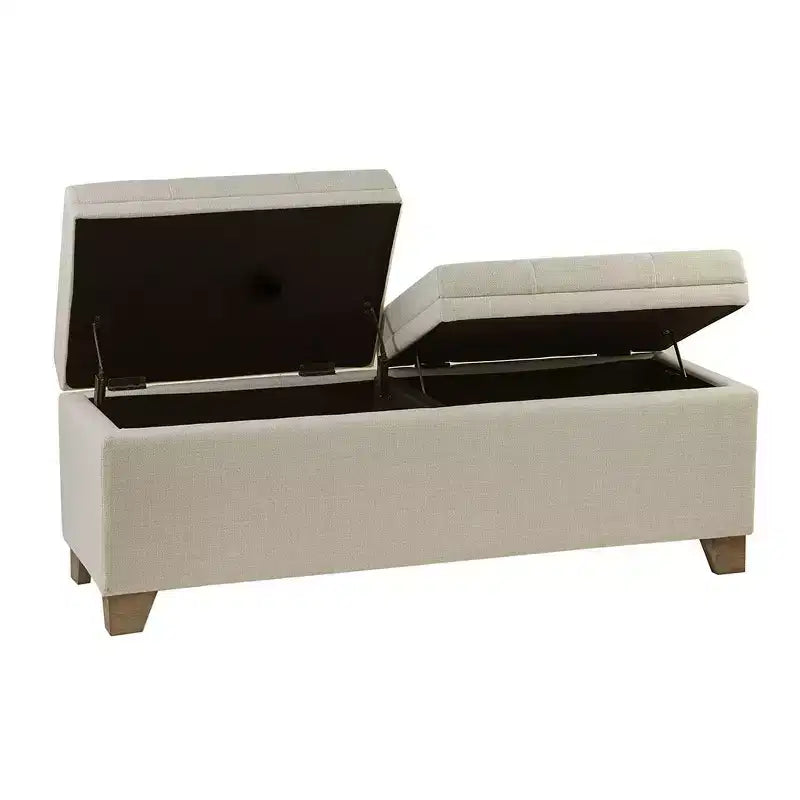 Banc Ottoman Moderne Matelassé avec Boutons, Dessus Relevable et 2 Espaces de Rangement Fermés
