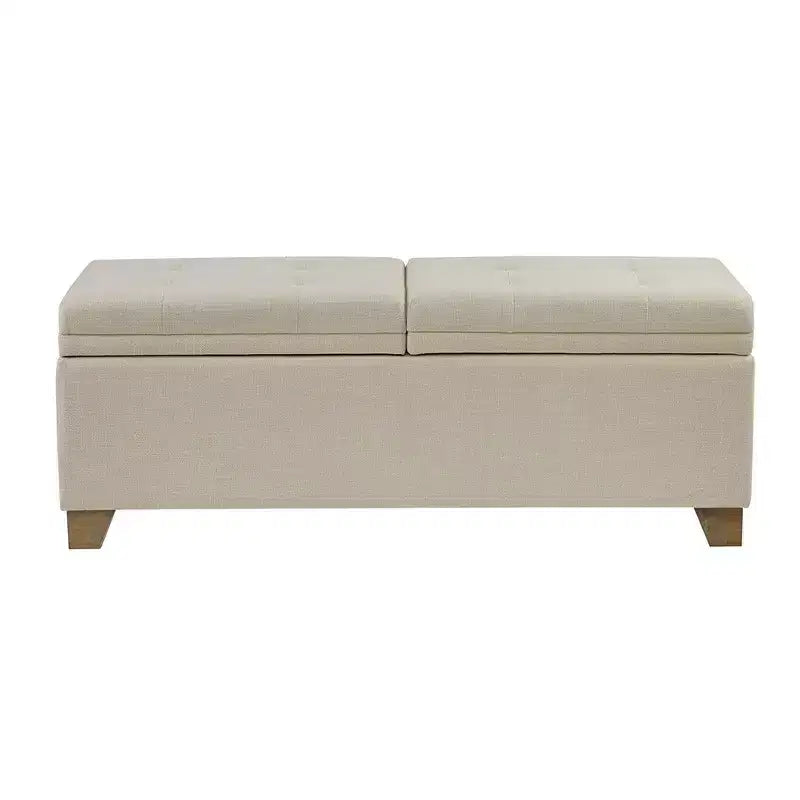 Banc Ottoman Moderne Matelassé avec Boutons, Dessus Relevable et 2 Espaces de Rangement Fermés