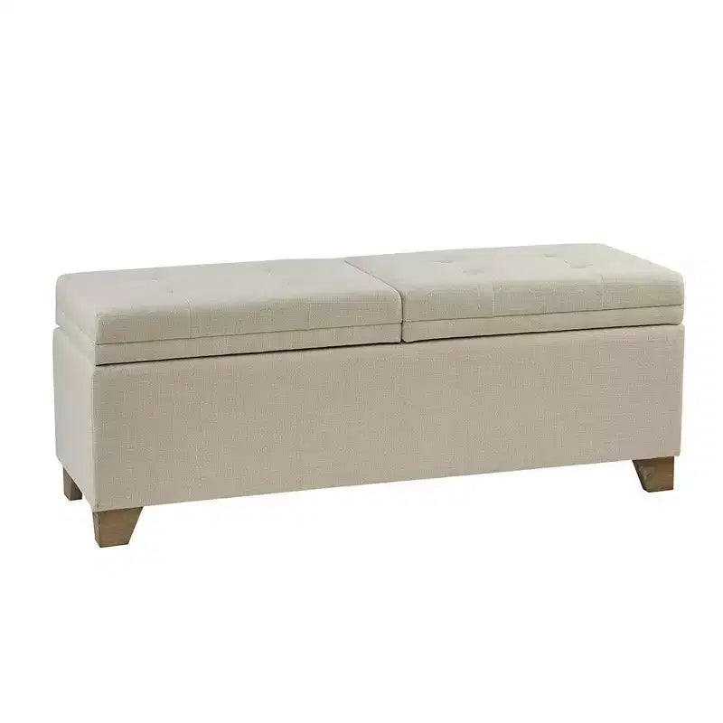 Banc Ottoman Moderne Matelassé avec Boutons, Dessus Relevable et 2 Espaces de Rangement Fermés