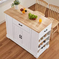 Desserte îlot de cuisine, bar à déjeuner de 46 po avec plateau en bois et armoire de rangement