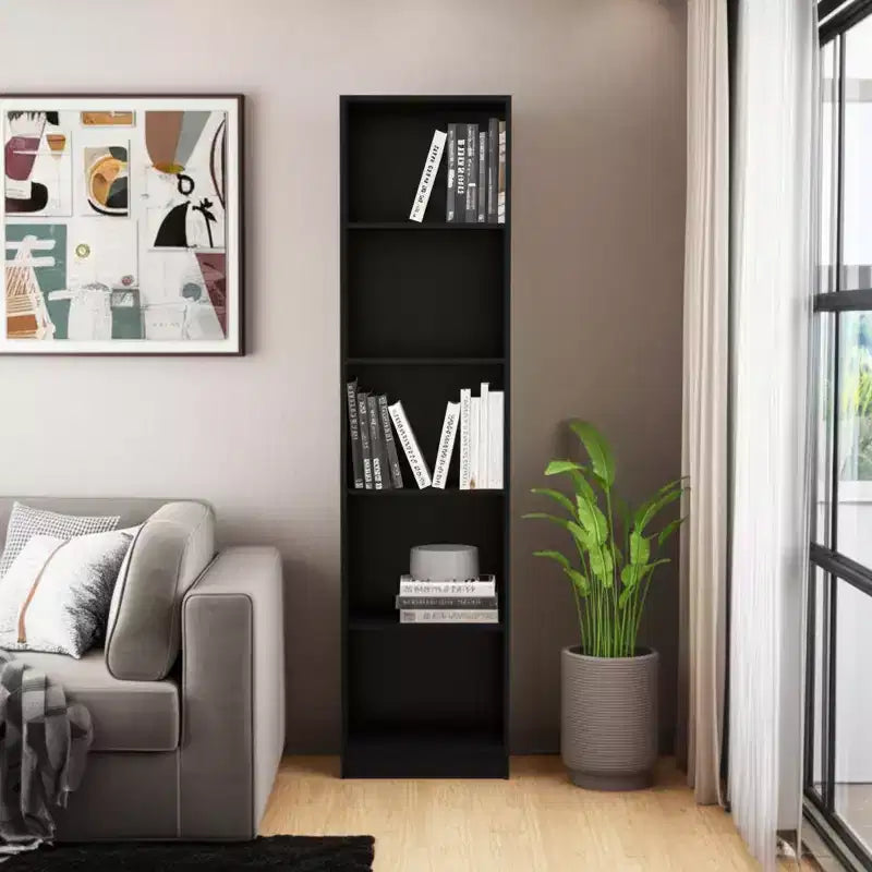 Bibliothèque cinq niveaux en bois noir