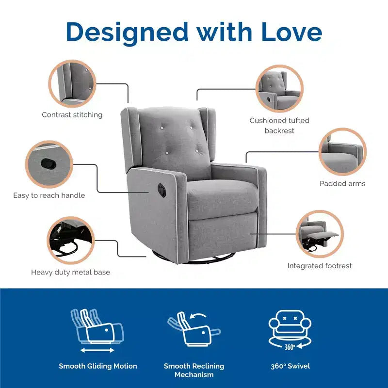 Fauteuil d'allaitement inclinable et pivotant 4 en 1