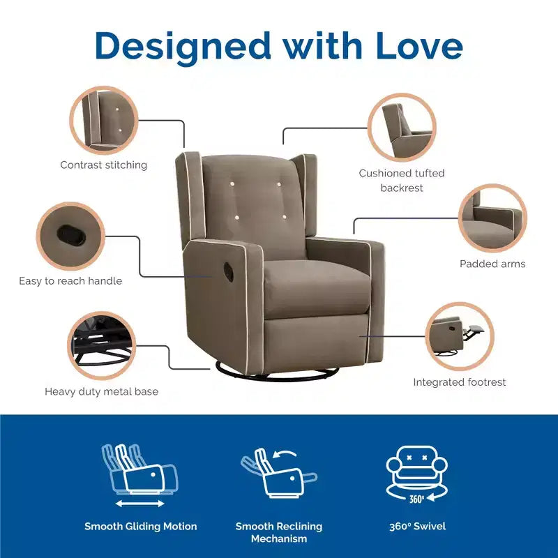 Fauteuil d'allaitement inclinable et pivotant 4 en 1