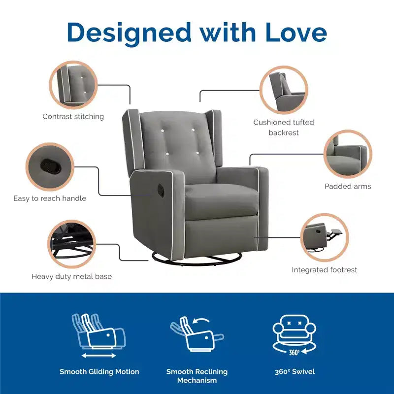 Fauteuil d'allaitement inclinable et pivotant 4 en 1