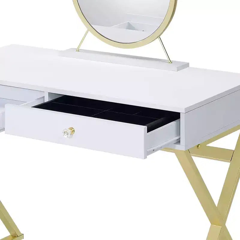 Coiffeuse contemporaine avec miroir, coiffeuse de maquillage avec LED réglable