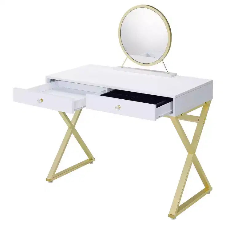 Coiffeuse contemporaine avec miroir, coiffeuse de maquillage avec LED réglable