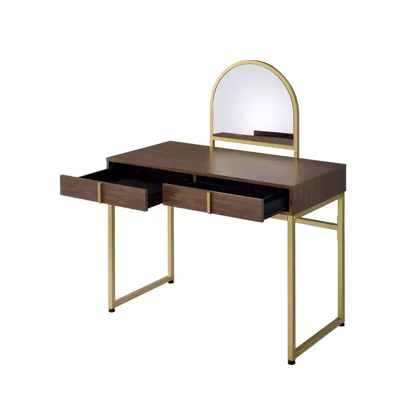 Coiffeuse contemporaine avec miroir, coiffeuse de maquillage avec LED réglable