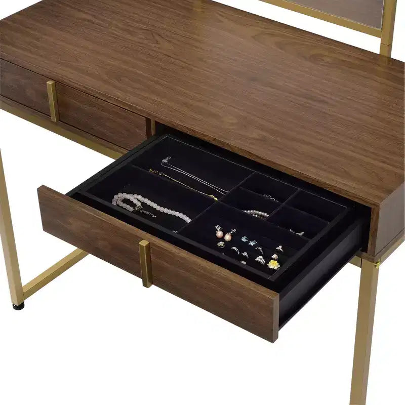 Coiffeuse contemporaine avec miroir, coiffeuse de maquillage avec LED réglable