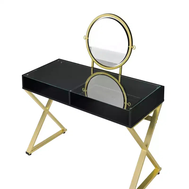 Coiffeuse contemporaine avec miroir, coiffeuse de maquillage avec LED réglable