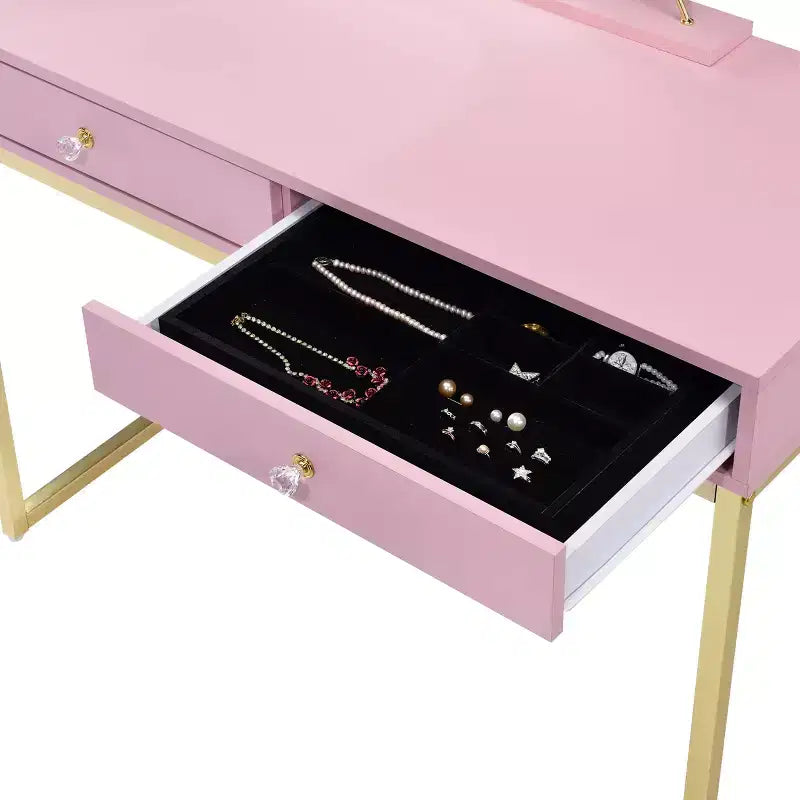 Coiffeuse contemporaine avec miroir, coiffeuse de maquillage avec LED réglable