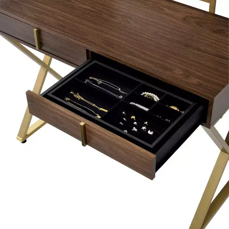Coiffeuse contemporaine avec miroir, coiffeuse de maquillage avec LED réglable