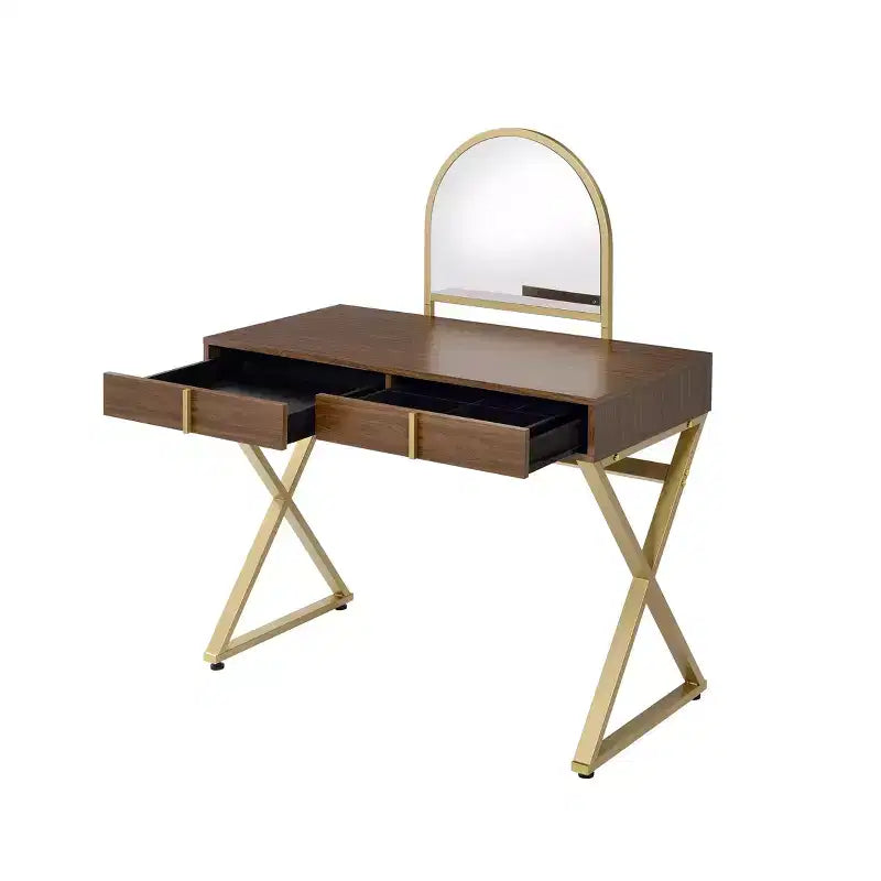 Coiffeuse contemporaine avec miroir, coiffeuse de maquillage avec LED réglable
