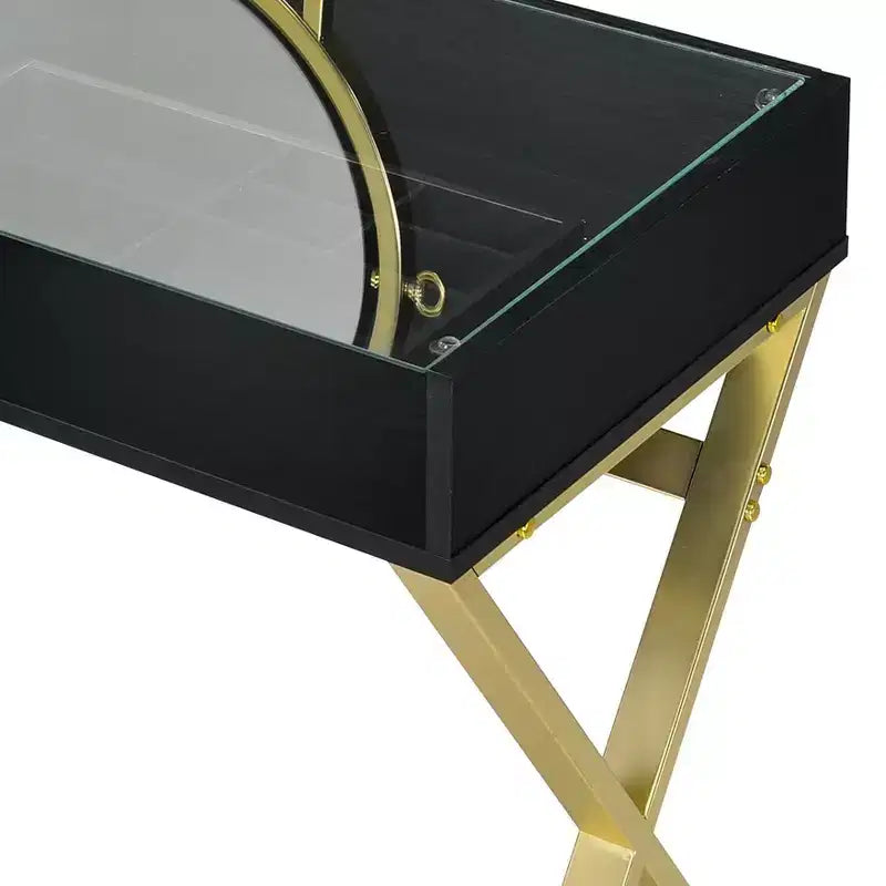 Coiffeuse contemporaine avec miroir, coiffeuse de maquillage avec LED réglable