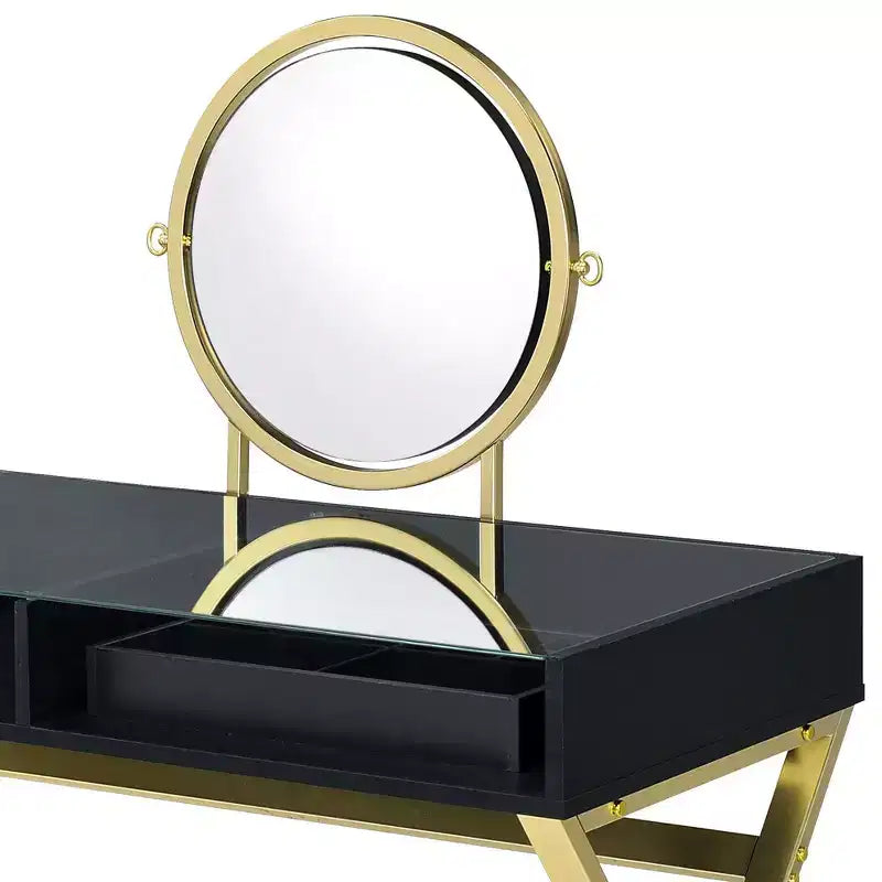 Coiffeuse contemporaine avec miroir, coiffeuse de maquillage avec LED réglable