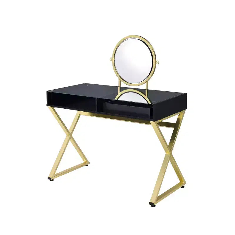 Coiffeuse contemporaine avec miroir, coiffeuse de maquillage avec LED réglable
