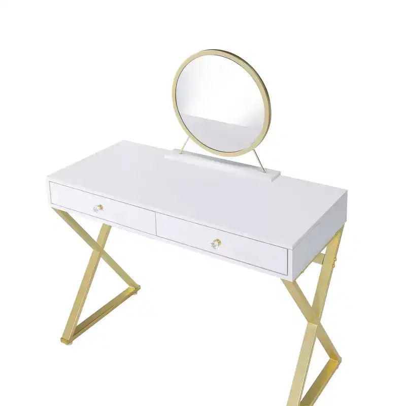 Coiffeuse contemporaine avec miroir, coiffeuse de maquillage avec LED réglable