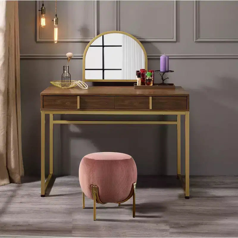 Coiffeuse contemporaine avec miroir, coiffeuse de maquillage avec LED réglable