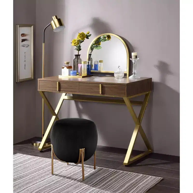 Coiffeuse contemporaine avec miroir, coiffeuse de maquillage avec LED réglable
