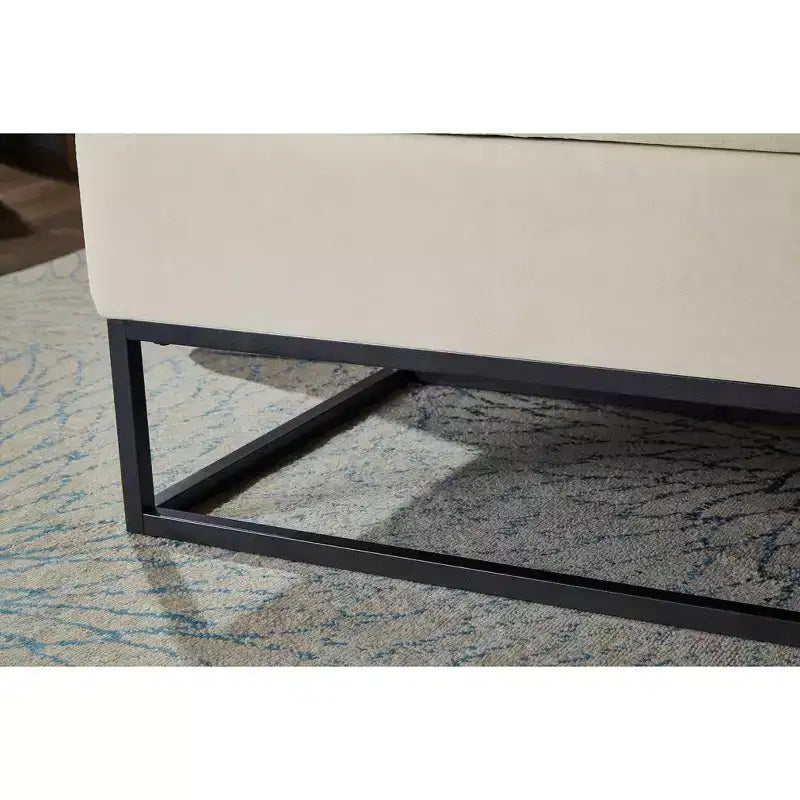 Banc ottoman de rangement en velours avec base en métal rembourrée capitonnée