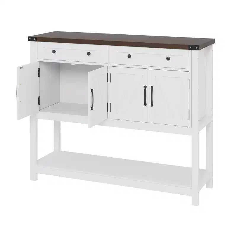 47,2 Zoll großes Sideboard-Buffetschrank, Bauernhaus-Kaffeebar-Schrank, Holz-Konsolentisch mit 2 Schubladen für Küche und Wohnzimmer
