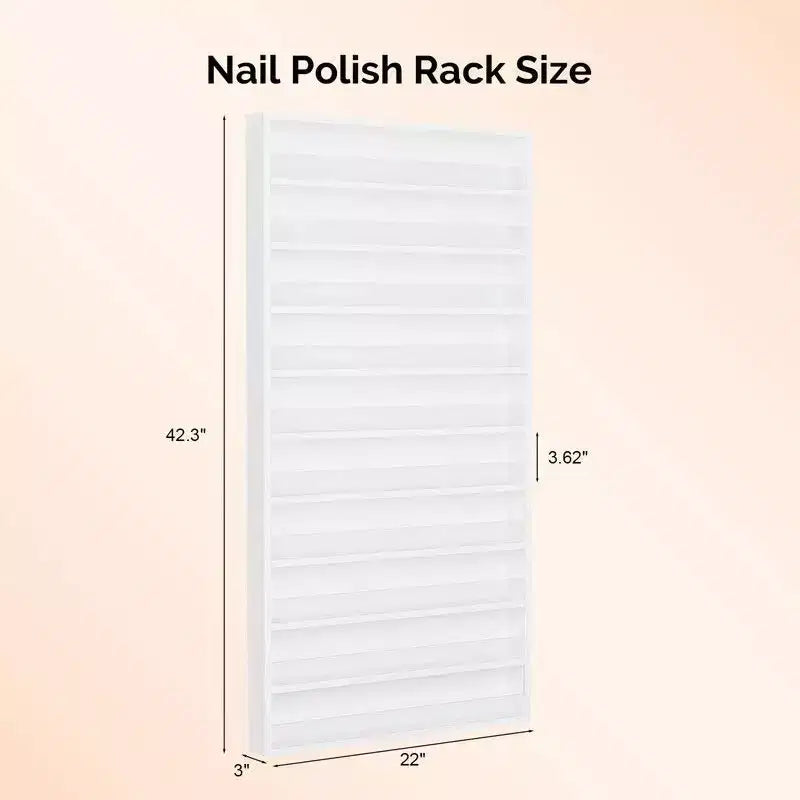 Karl Home White 10 Layers Wall Mount Nail Polish Organizer Rack with Acrylic Baffle