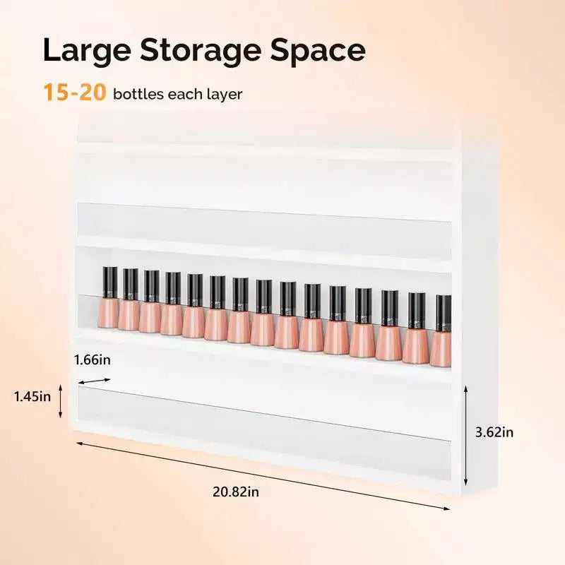 Karl Home White 10 Layers Wall Mount Nail Polish Organizer Rack with Acrylic Baffle
