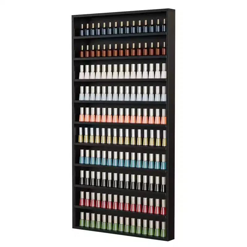 Karl Home White 10 Layers Wall Mount Nail Polish Organizer Rack with Acrylic Baffle