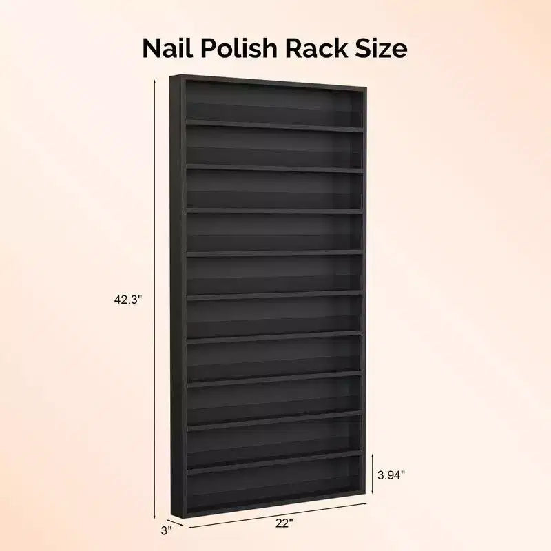 Karl Home White 10 Layers Wall Mount Nail Polish Organizer Rack with Acrylic Baffle