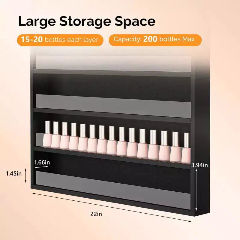 Karl Home White 10 Layers Wall Mount Nail Polish Organizer Rack with Acrylic Baffle