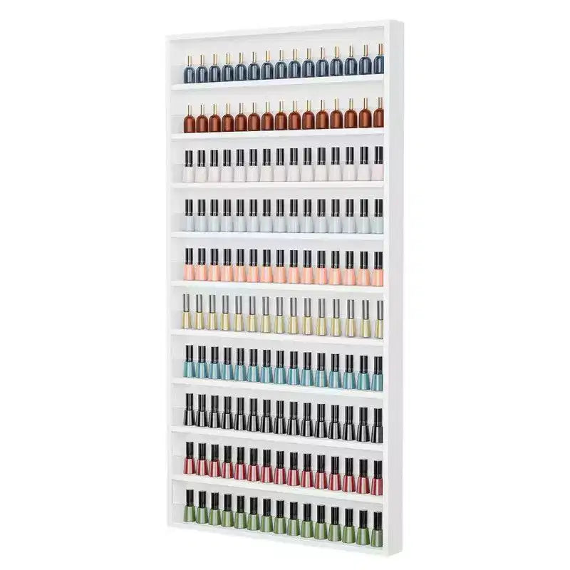 Karl Home White 10 Layers Wall Mount Nail Polish Organizer Rack with Acrylic Baffle