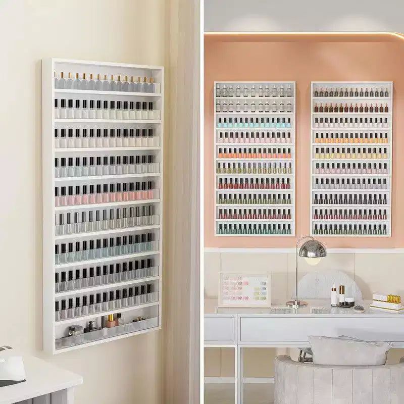 Karl Home Wand-Nagellackregal, weiß, 10 Ebenen, mit Acryl-Sicherheitsleiste