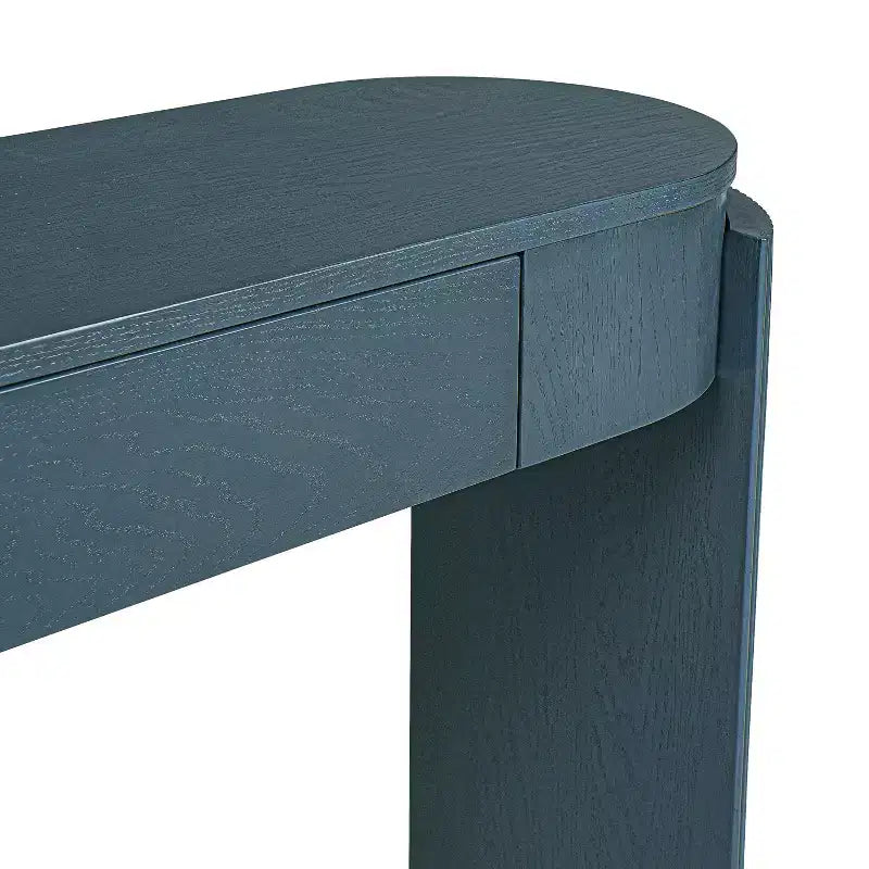 Merax Modern Oval-Top Console Table with Fluted Curved Legs & Dual Hidden Drawers