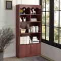 5 Tier Bookcase with Cabinet, 63 Tall Freestanding Bookshelf, Modern Free Standing Wood Bookcase, Open Display Storage Book Shelf, White