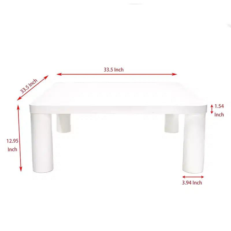 Modern Square Coffee Table with Rounded Corners, MDF Cream White Coffee Table, Easy to Assemble Living Room Center Table,Sturdy Sofa Table for Home