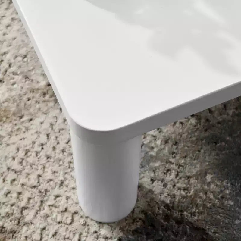 Modern Square Coffee Table with Rounded Corners, MDF Cream White Coffee Table, Easy to Assemble Living Room Center Table,Sturdy Sofa Table for Home