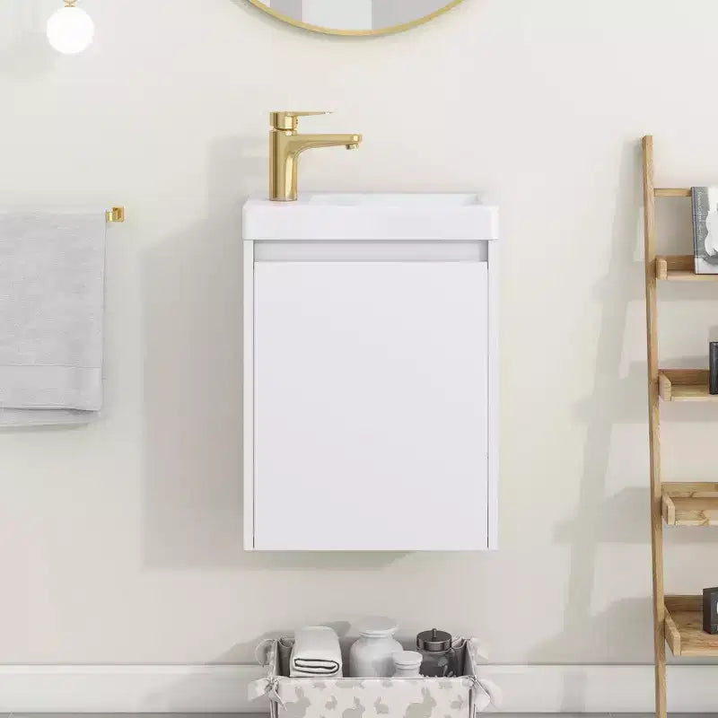 TROPOW 16 Bathroom Vanity with Sink Combo, Vanity Cabinet with Soft-Close Doors, Wall Bathroom Cabinet Floating Vanity Sink for Small Space