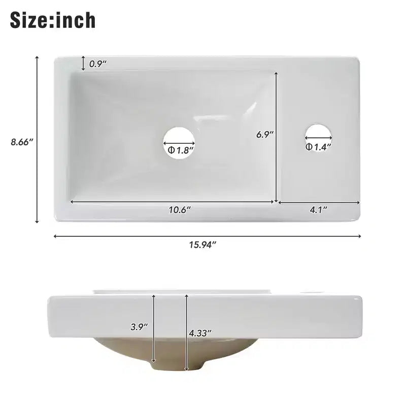 TROPOW 16 Bathroom Vanity with Sink Combo, Vanity Cabinet with Soft-Close Doors, Wall Bathroom Cabinet Floating Vanity Sink for Small Space