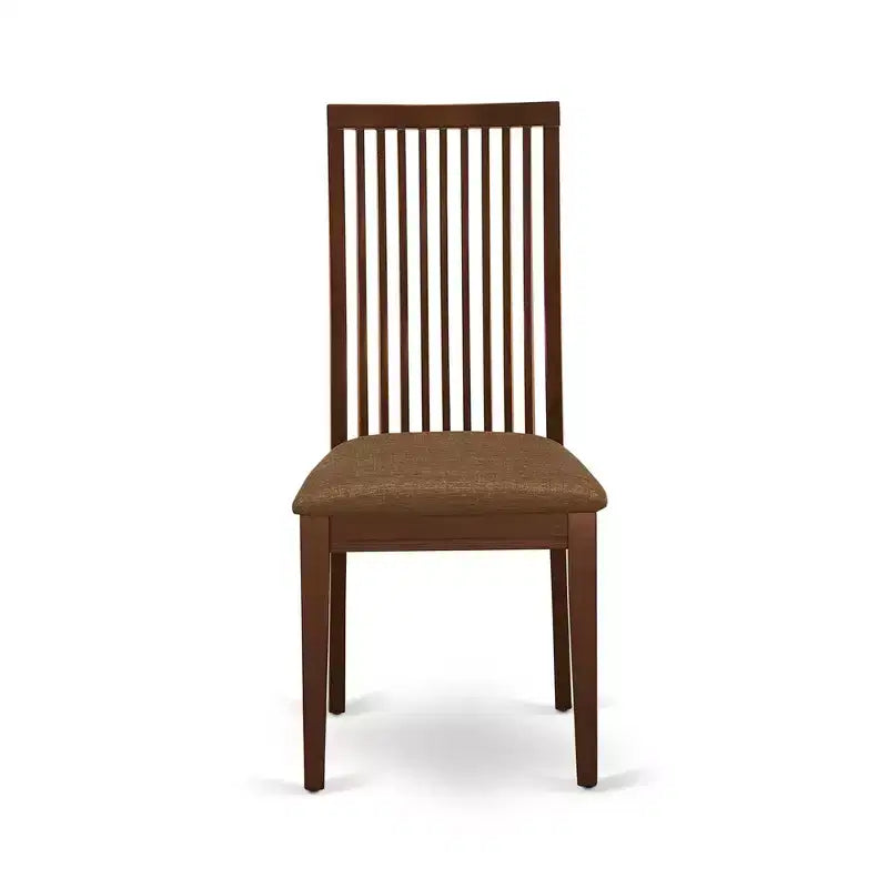 HomeStock Belmont 2 Dining chair with Linen Fabric Fabric Sea in Mahogany finish
